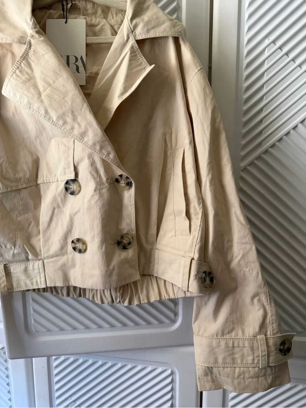 Zara Girls Beige Cropped Trench Jacket
